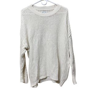 American Eagle Cream Basic Crew Neck Knitted Sweater Size Medium